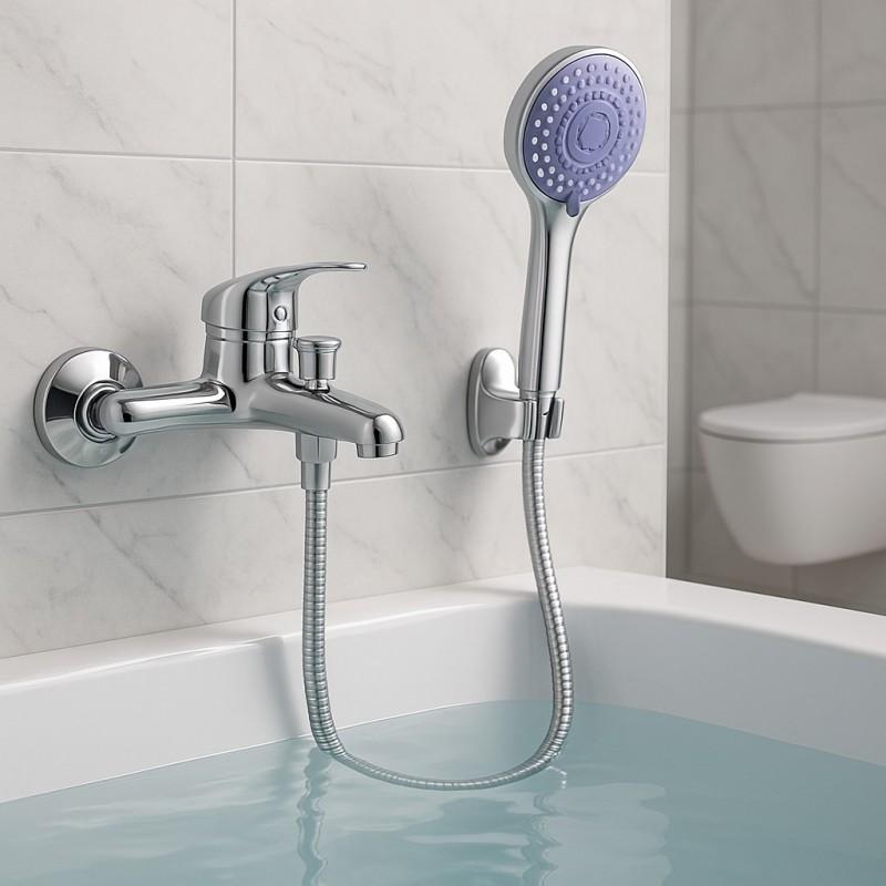 Bateria wannowa ścienna zestaw prysznicowy kran chrom funkcyjna słuchawka- Yoka