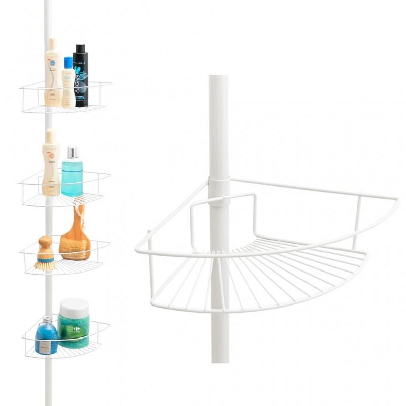 Półka narożna teleskopowa łazienkowa XL biała 4 poziomy - Yoka