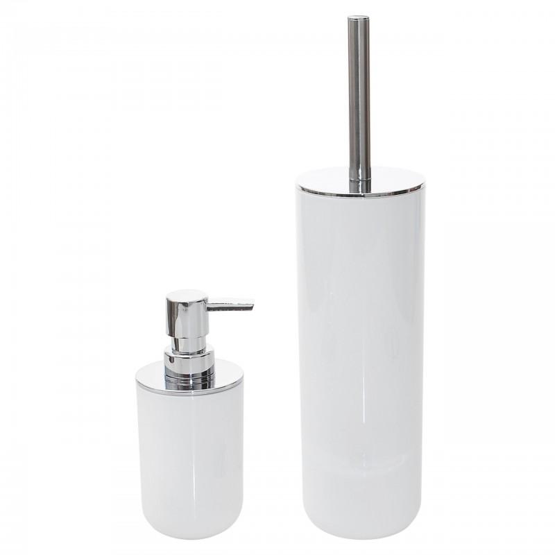 Komplet akcesoriów łazienkowych biały Szczotka do WC i Dozownik na mydło - Yoka Home