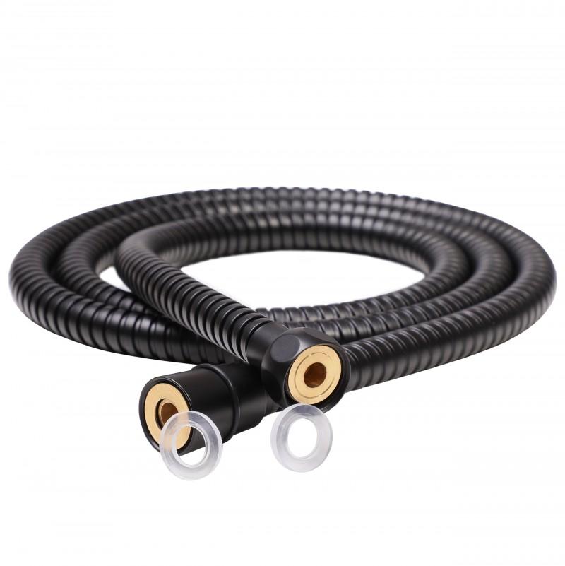 Wąż prysznicowy 150 cm czarny uniwersalny antyskrętny do wanny, kabiny prysznicowej - Yoka