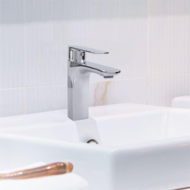 Bateria umywalkowa stojąca łazienkowa chrom - OUTLET 30%