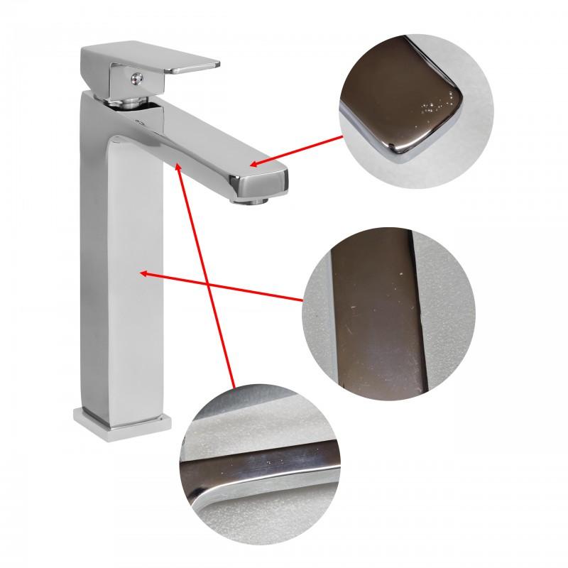 Bateria umywalkowa wysoka nablatowa kwadratowa łazienkowa - OUTLET 30%