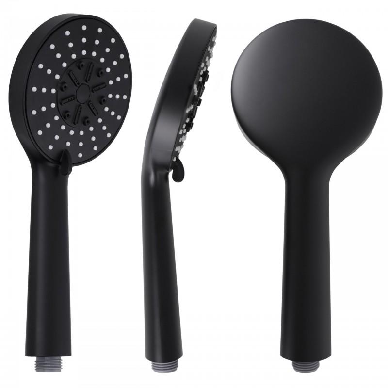 Słuchawka prysznicowa czarna 5 funkcyjna uniwersalna natryskowa mocna - Yoka Home