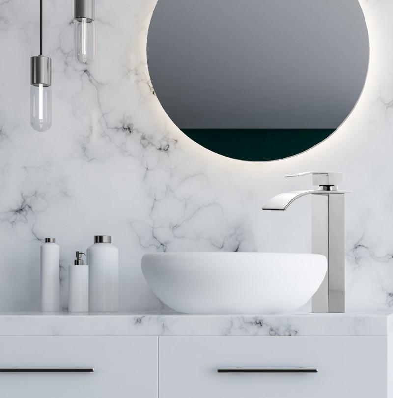 Bateria umywalkowa wysoka nablatowa wodospad cubic - OUTLET -30%