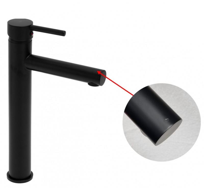 Bateria umywalkowa stojąca czarna bateria łazienkowa wysoka z długą wylewką - OUTLET 30%