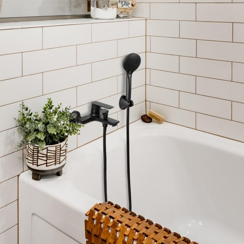 Bateria wannowa ścienna prysznicowa natryskowa czarna - OUTLET 30%