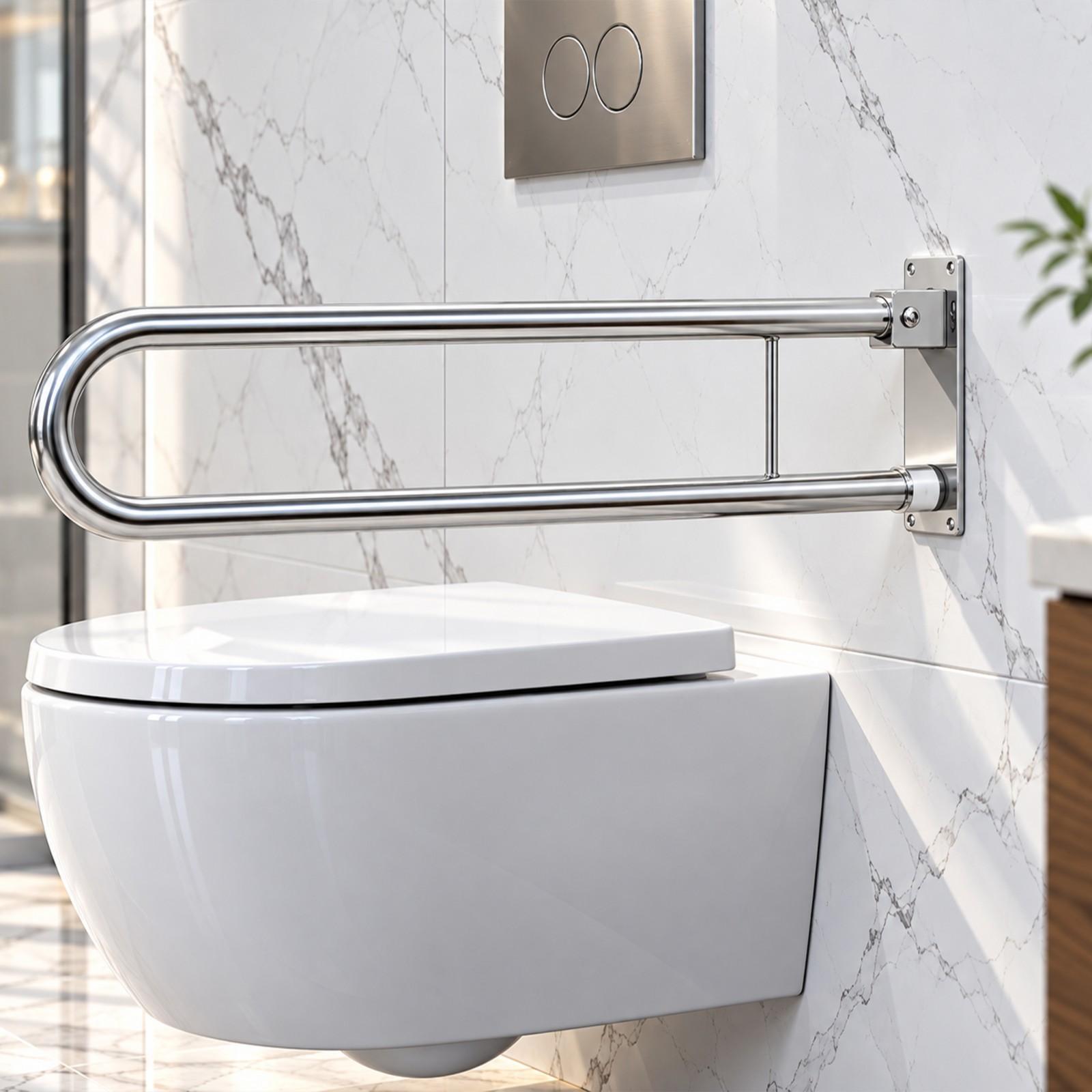 Poręcz łazienkowa uchylna 70 cm chrom do WC dla seniora i niepełnosprawnych Yoka Home