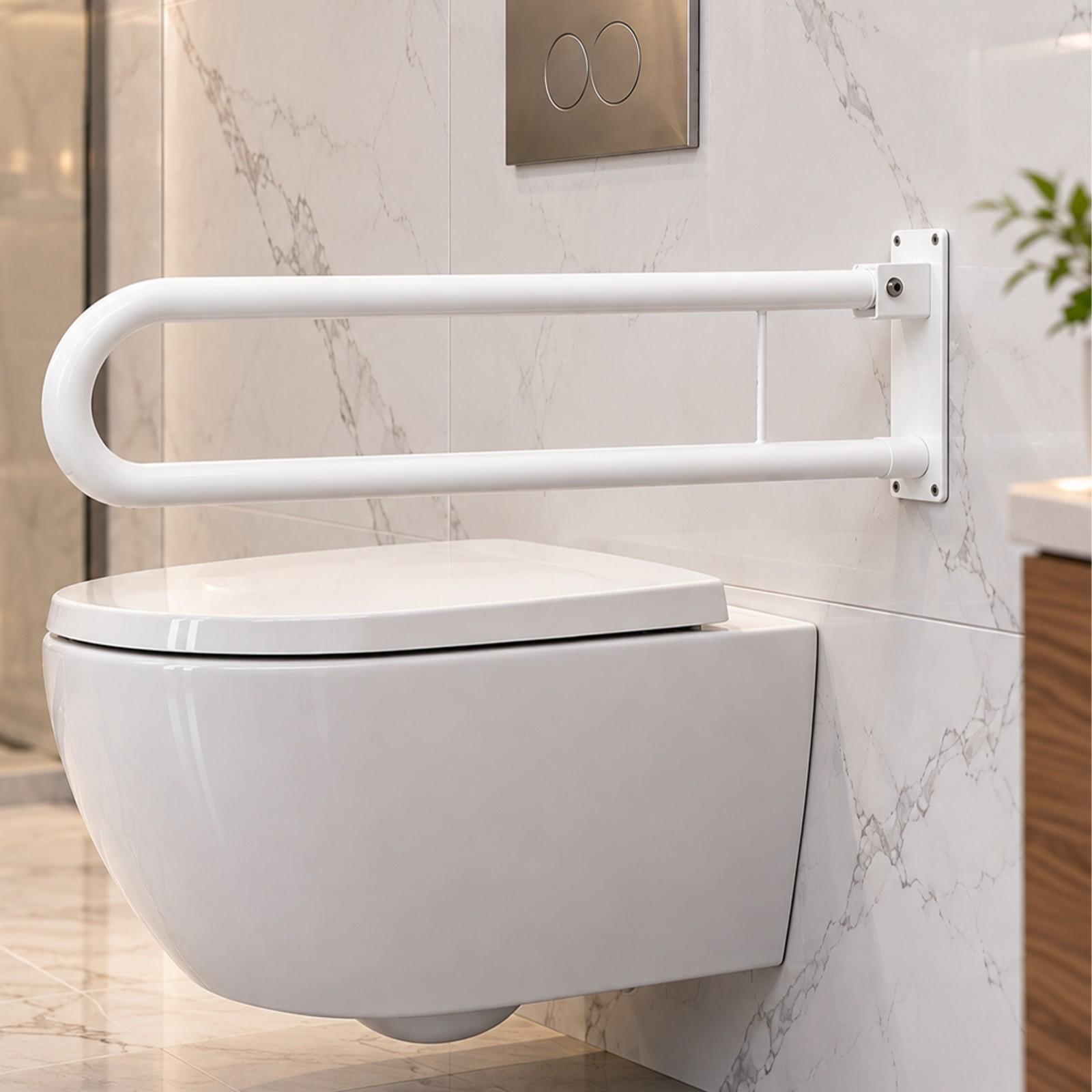 Poręcz łazienkowa uchylna 70 cm biała do WC dla seniora i niepełnosprawnych Yoka Home