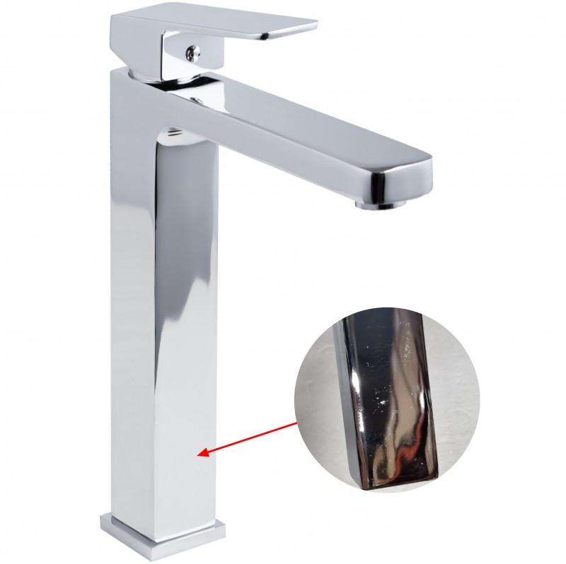 Bateria umywalkowa wysoka nablatowa kwadratowa łazienkowa - OUTLET 30%