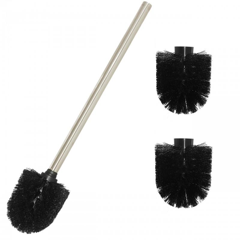 Uniwersalny zestaw zapasowej szczotki toaletowej z 2 czarnymi główkami do WC - Yoka Home