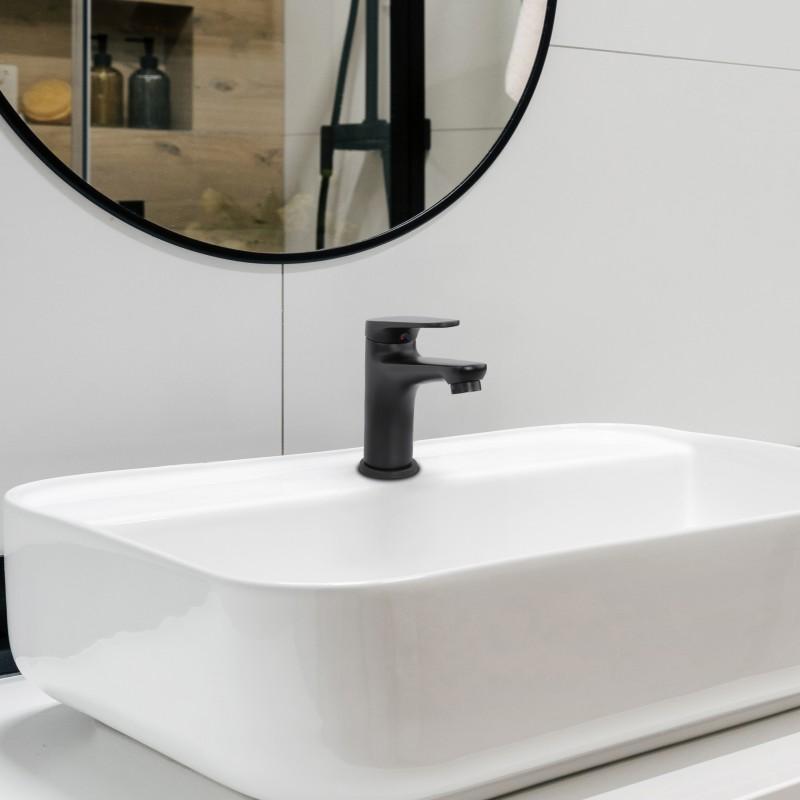 Bateria umywalkowa stojąca łazienkowa czarna mat loft - OUTLET 20%