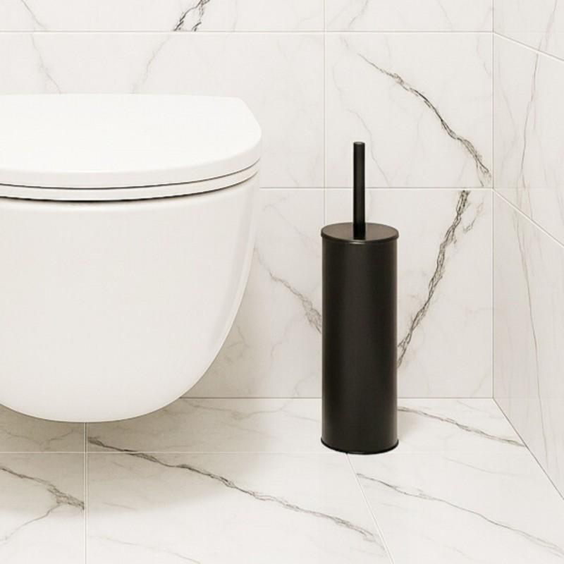 Zestaw łazienkowy do toalety kosz na śmieci 3l i szczotka silikonowa do WC czarny mat loft -Yoka Home