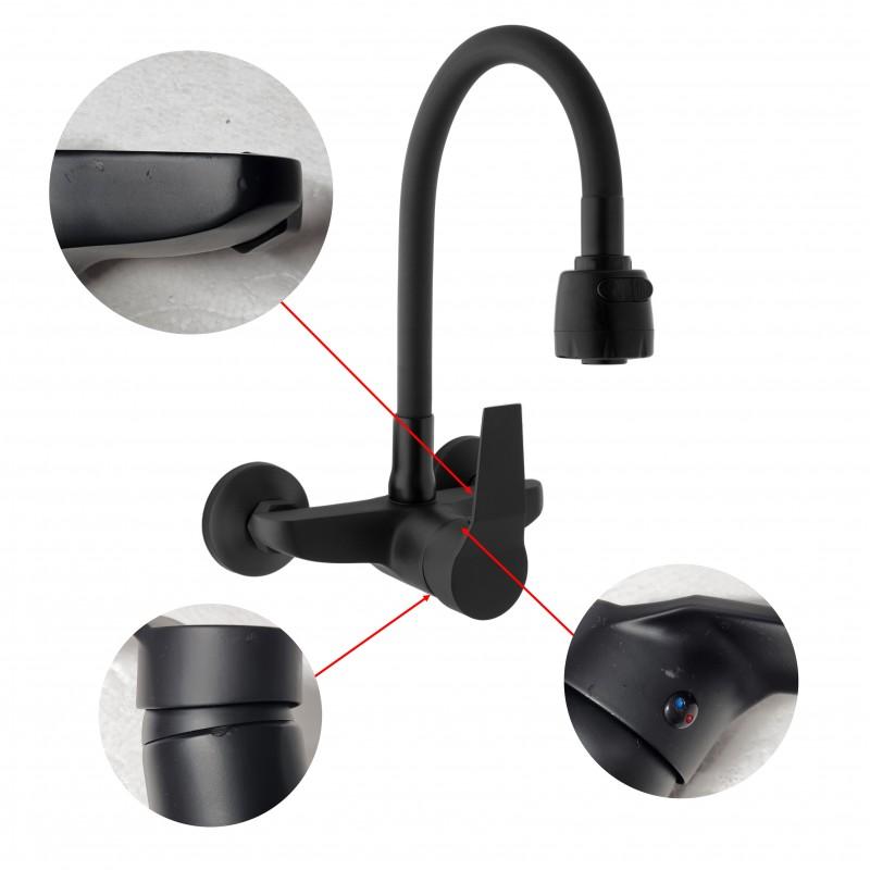 Bateria kuchenna ścienna elastyczna wylewka kran - Yoka OUTLET 30%