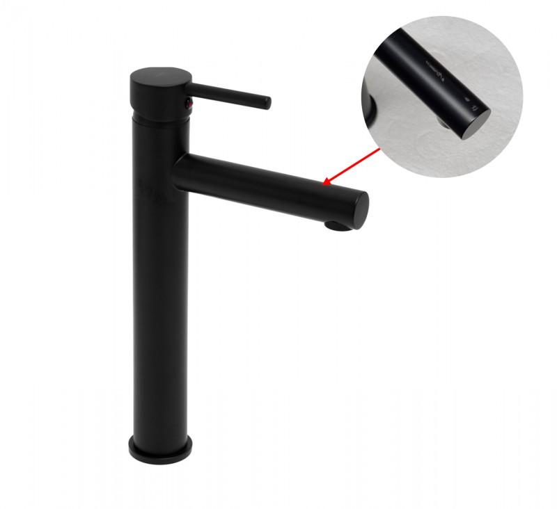 Bateria umywalkowa stojąca czarna bateria łazienkowa wysoka z długą wylewką OUTLET 30%- Yoka