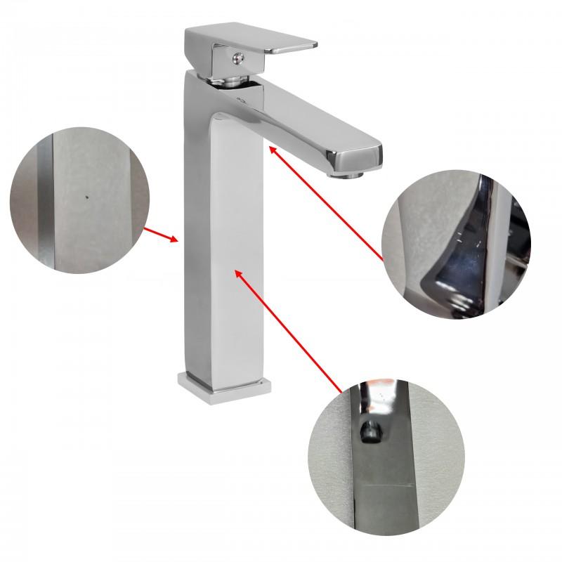 Bateria umywalkowa wysoka nablatowa kwadratowa łazienkowa - OUTLET 30%