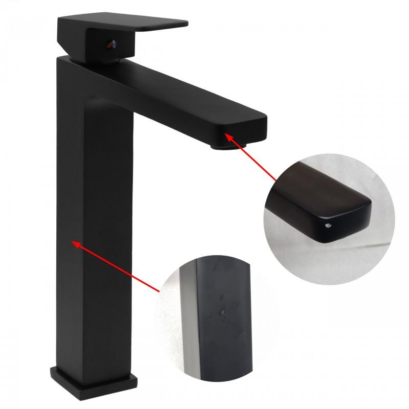Bateria umywalkowa łazienkowa stojąca kran kwadrat czarna wysoka - OUTLET 30%