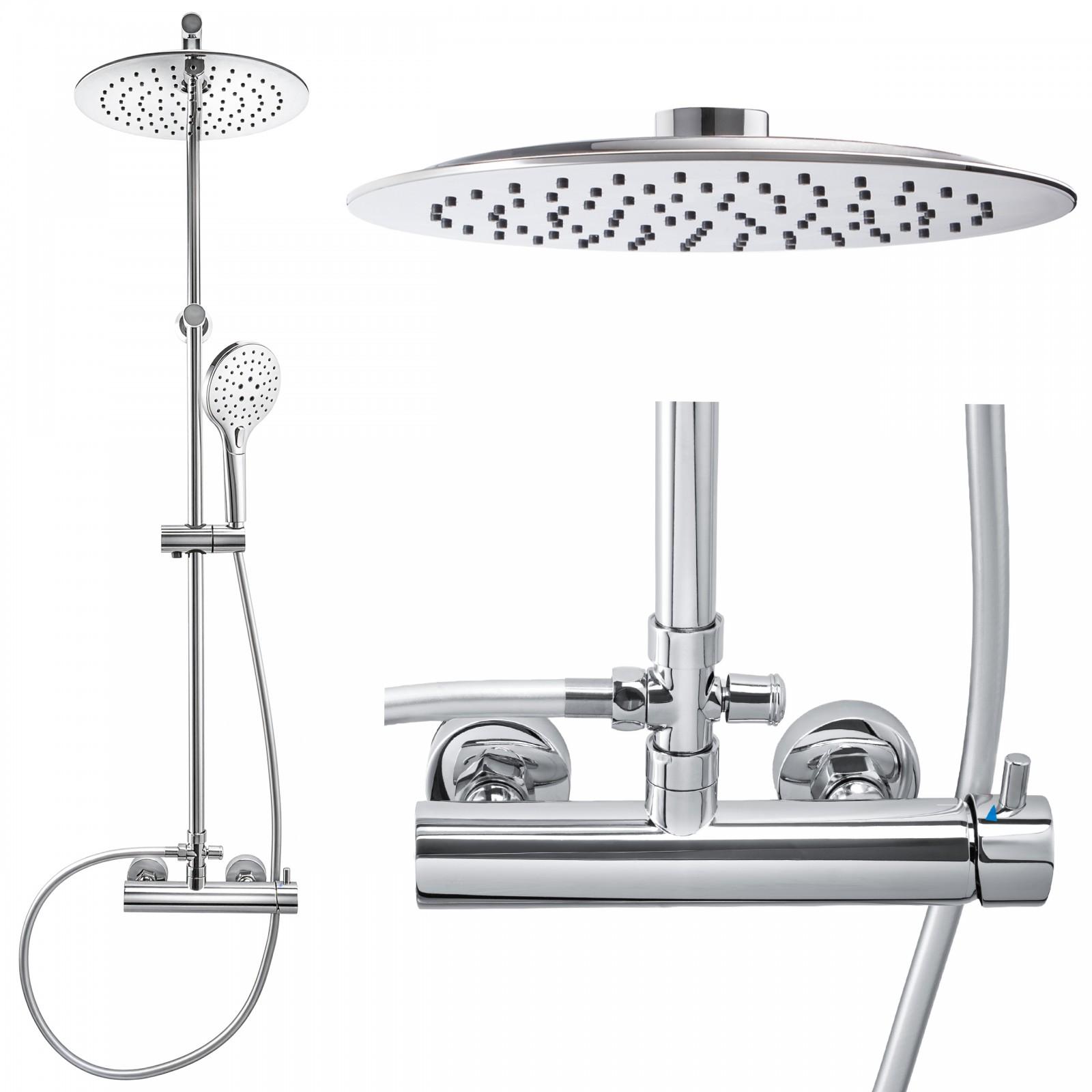 Zestaw prysznicowy chrom z deszczownicą 25 cm komplet z baterią i słuchawką 2 F YOKA HOME