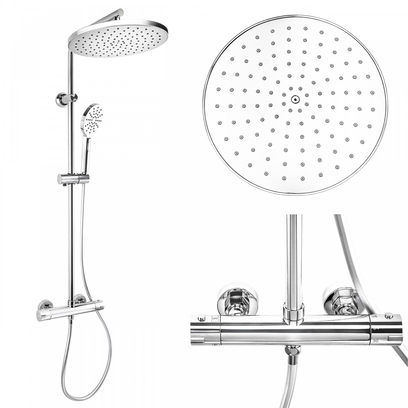 Bateria prysznicowa termostatyczna z deszczownicą 30 cm chrom kolumna prysznicowa Yoka Home
