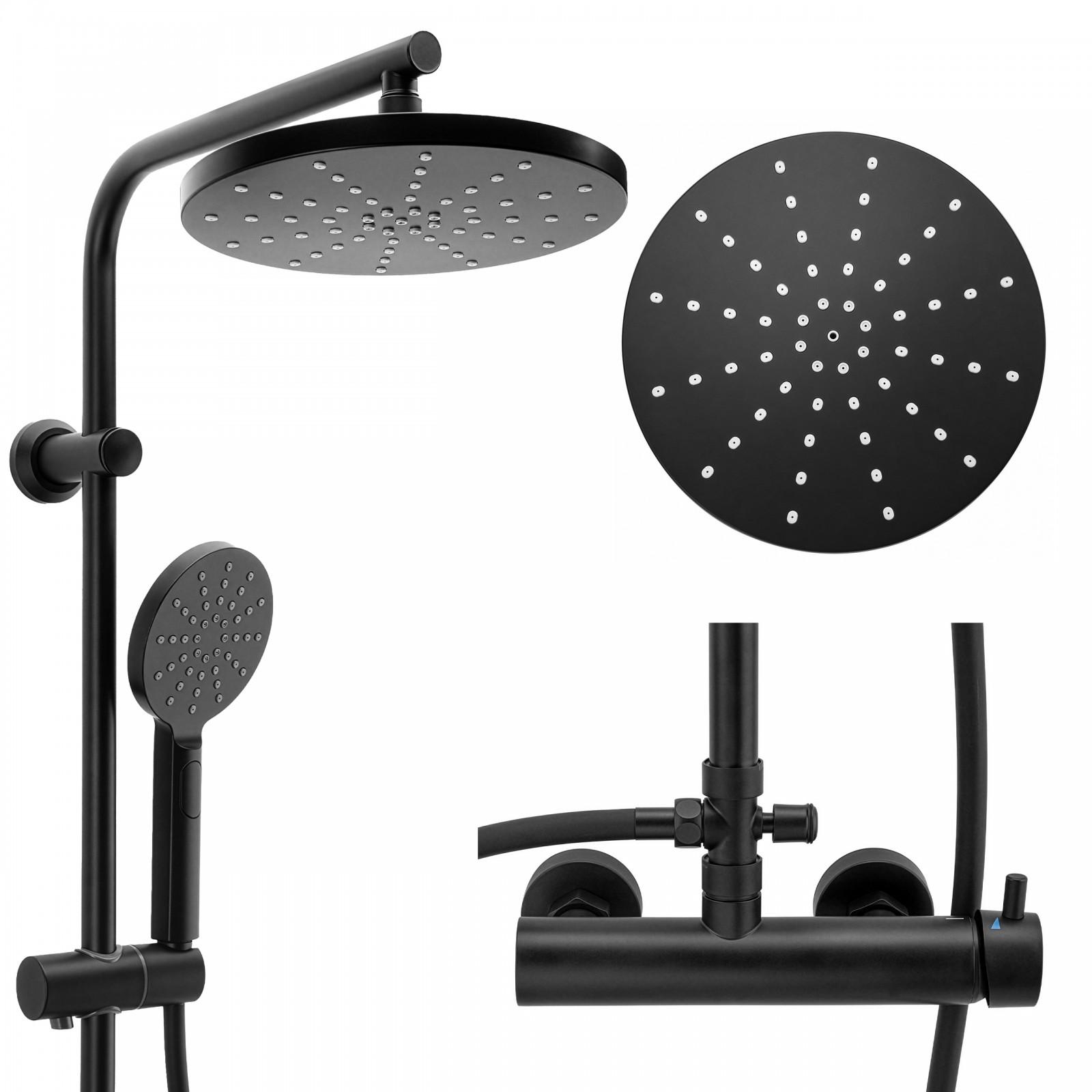Bateria prysznicowa z deszczownicą 23 cm kolumna prysznicowa czarna- Yoka
