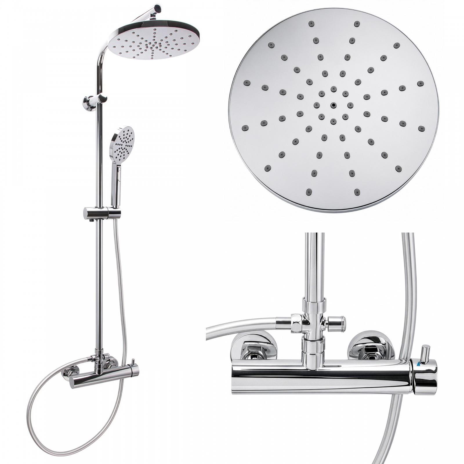 Bateria prysznicowa z deszczownicą 23 cm kolumna prysznicowa chrom - Yoka