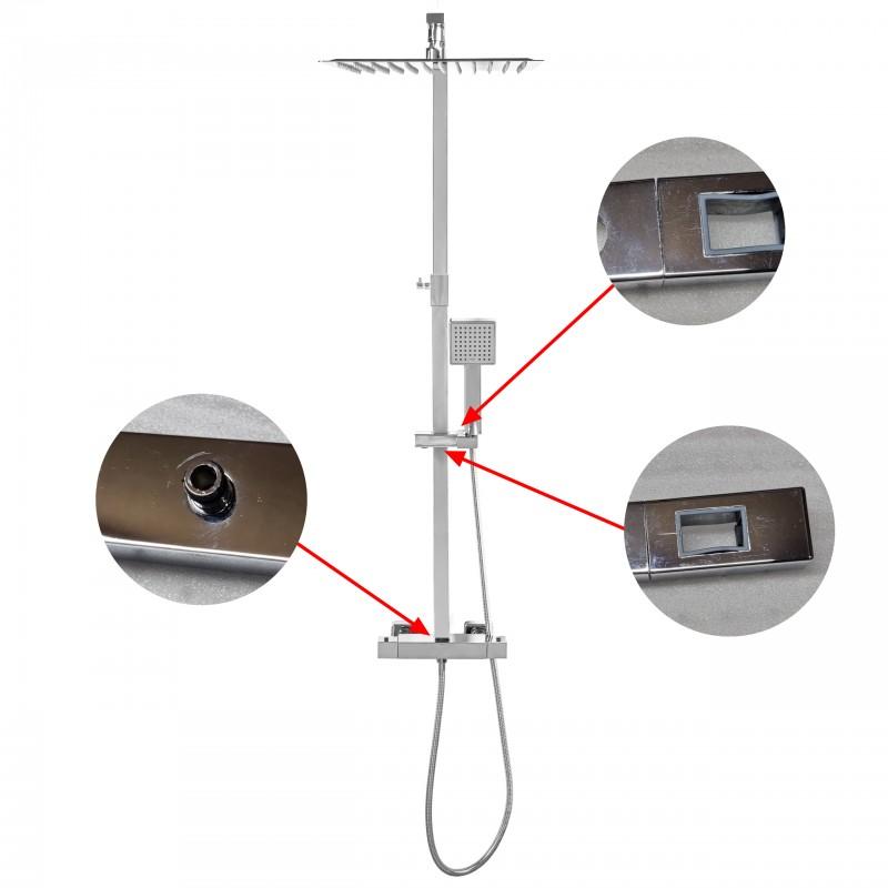 Zestaw prysznicowy bateria termostat duża deszczownica 30 cm chrom - OUTLET 30%