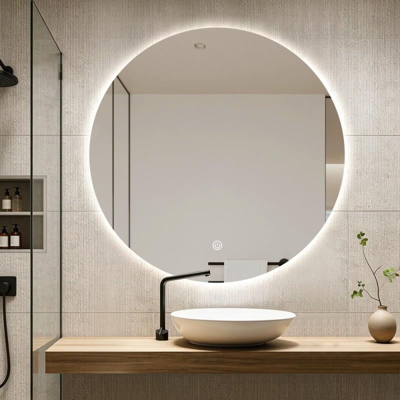 Lustro łazienkowe z podświetleniem LED 70 cm antypara 3 barwy światła dotykowe IP44 - Yoka Home