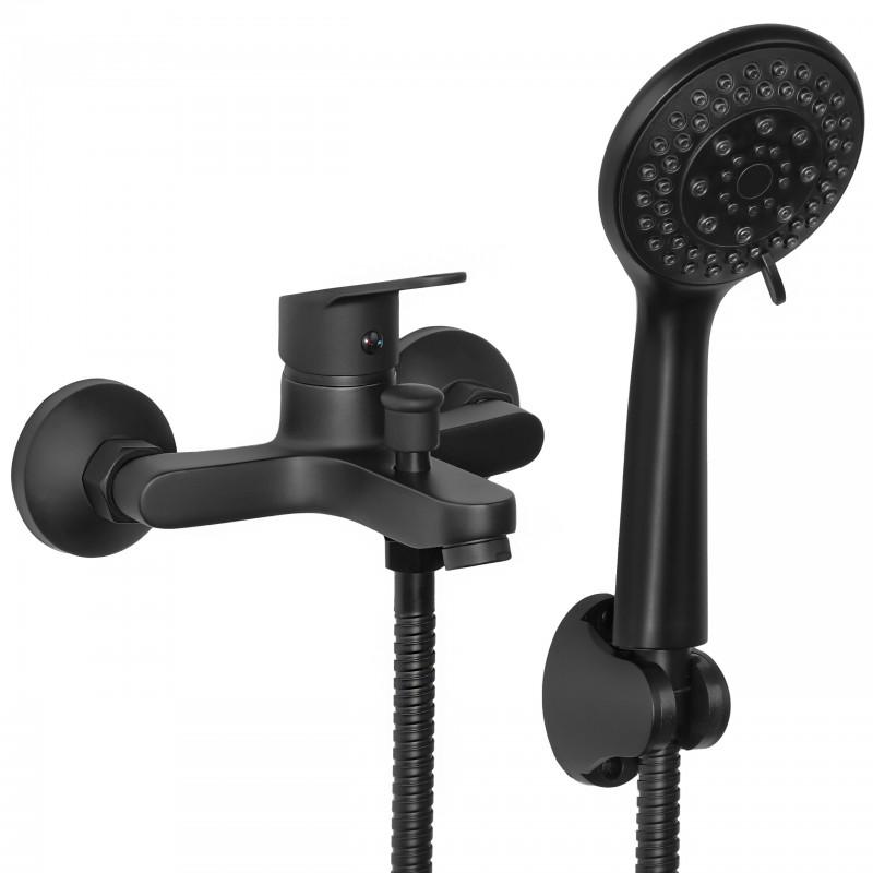 Bateria wannowo prysznicowa ścienna czarna loft natryskowa - Yoka