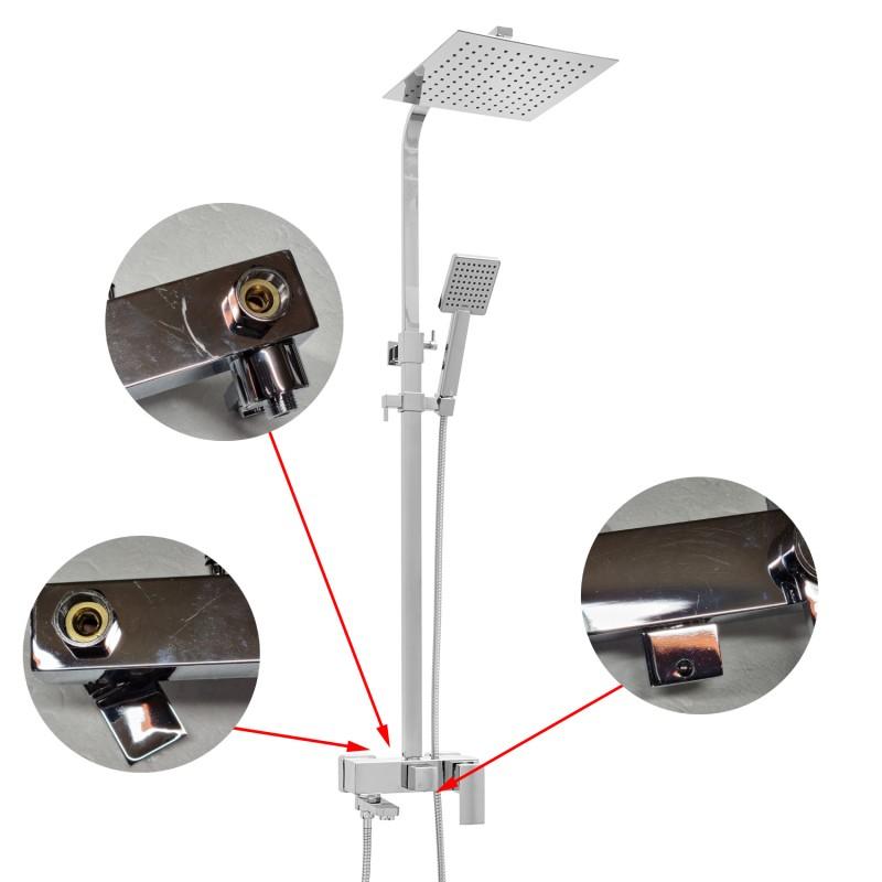 Bateria prysznicowa natynkowa panel i deszczownica 25 cm - OUTLET 30%