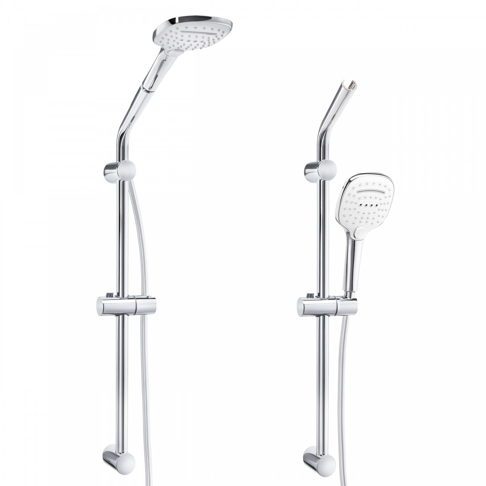 Zestaw prysznicowy z drążkiem wężem Anti-Twist 150 cm i słuchawką 3-funkcyjną chrom YOKA HOME