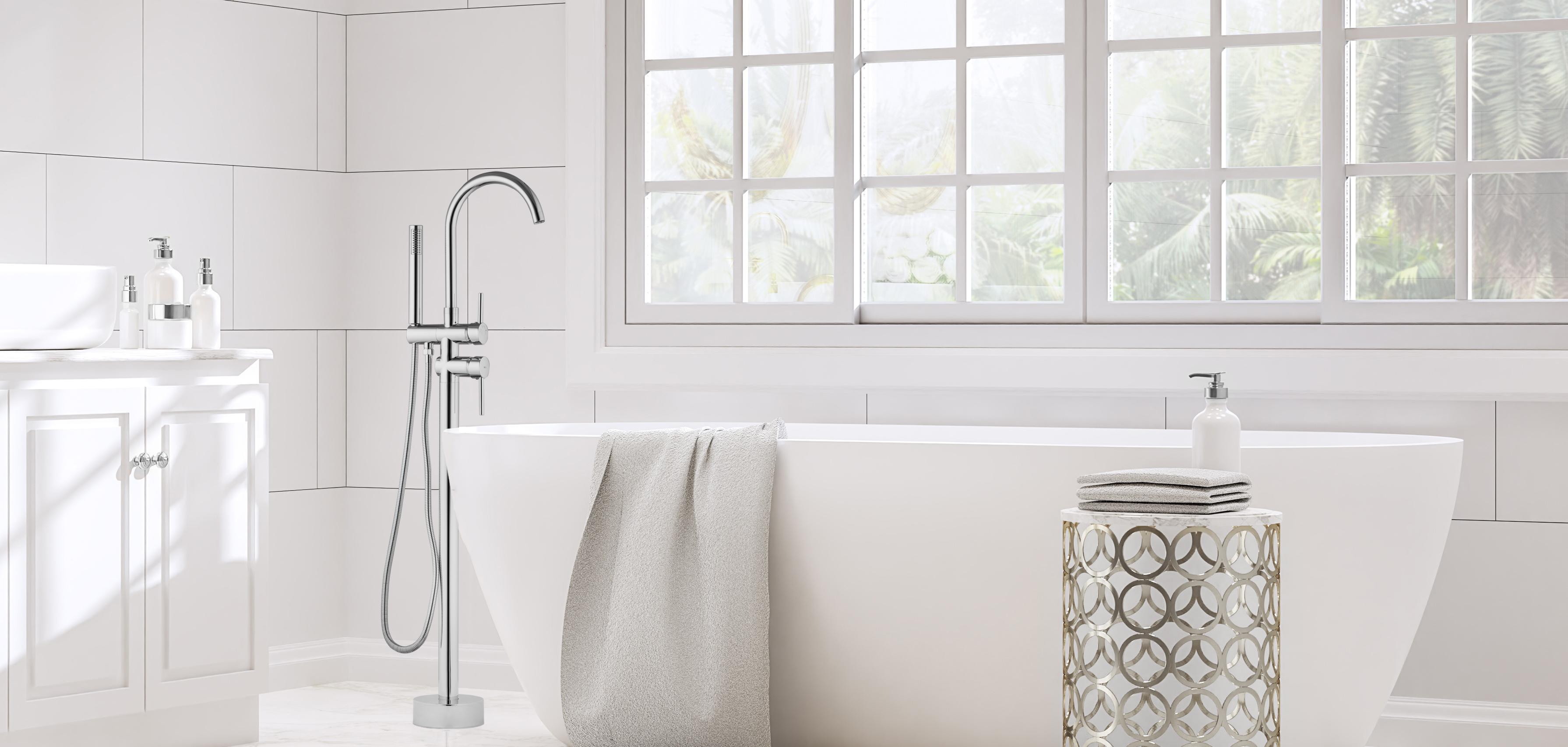 Bateria wannowa jednouchwytowa wolnostojąca Yoka Home Spa chrom