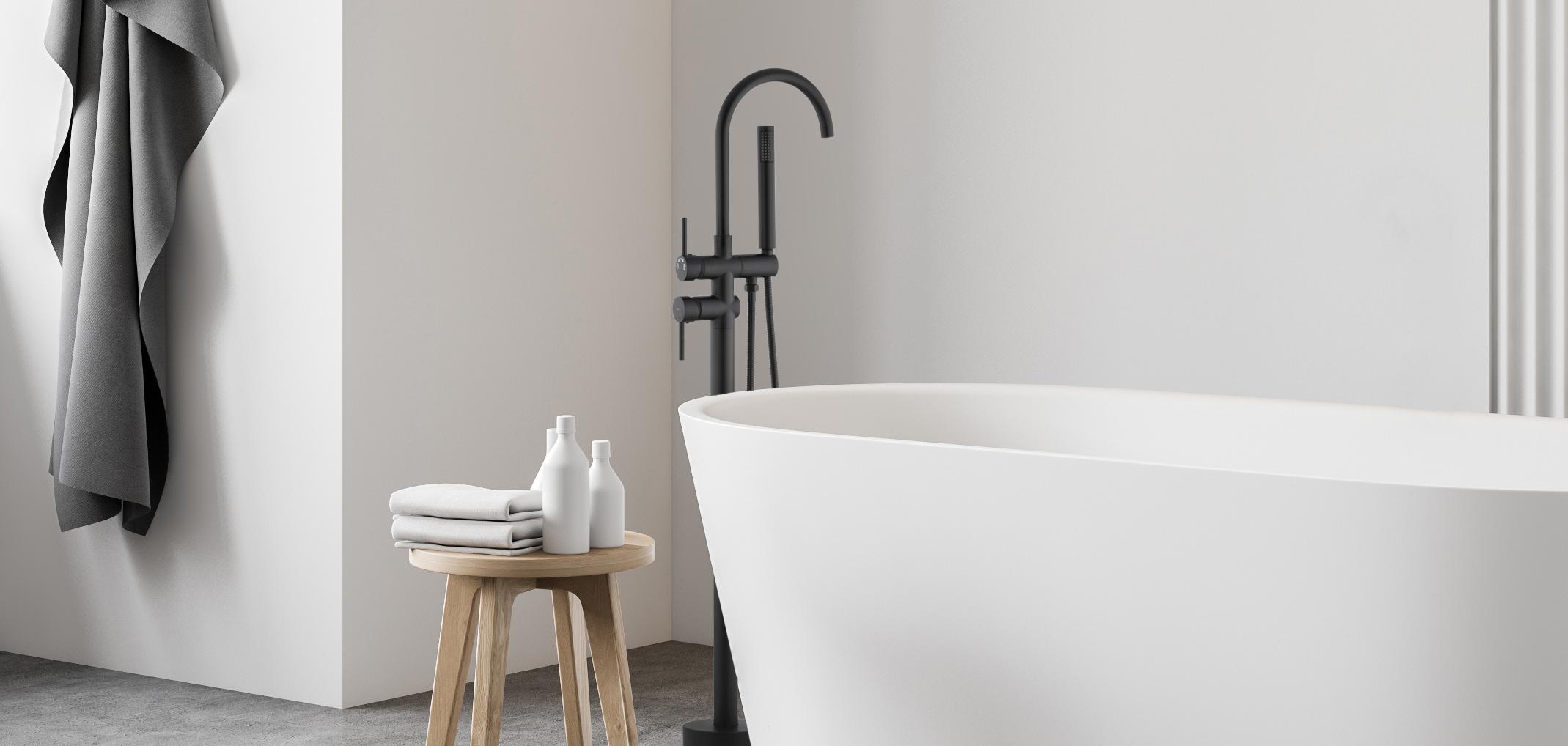 Bateria wannowo-prysznicowa jednouchwytowa wolnostojąca Yoka Home Spa czarny