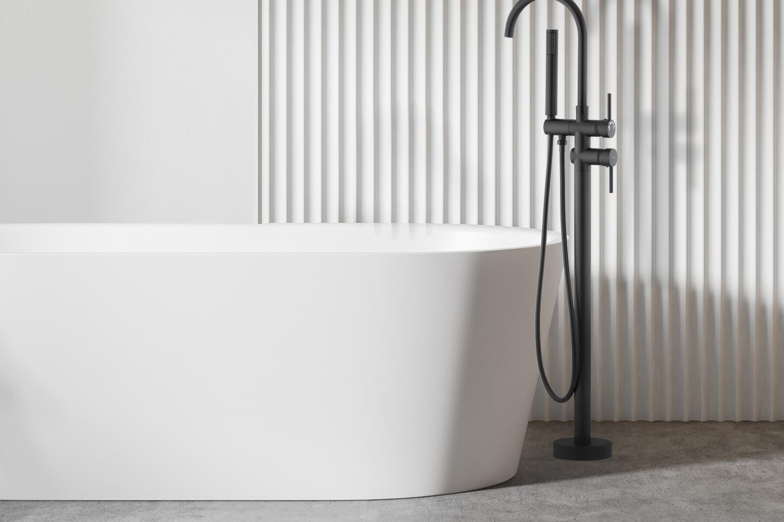 Bateria wannowo-prysznicowa jednouchwytowa wolnostojąca Yoka Home Spa czarny