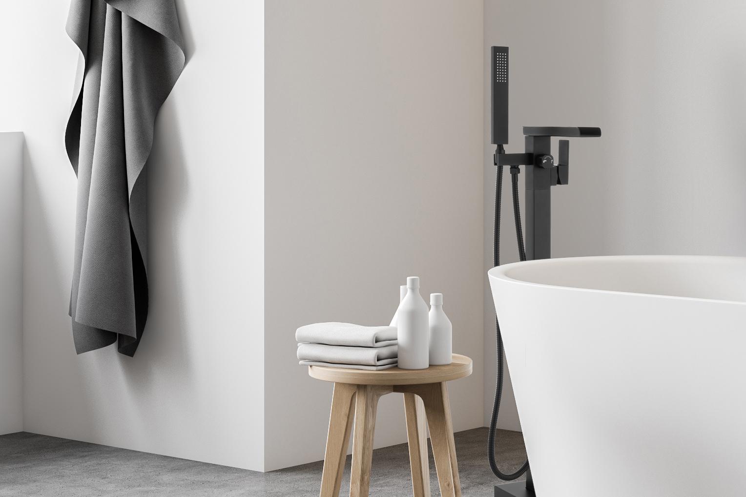 Bateria wannowo-prysznicowa wolnostojąca Yoka Home Roma czarny